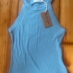 Project Social T Sky Blue Ribbed Tank